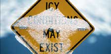 Icy Conditions May Exist Road Sign (diamond-shaped and yellow warning sign)