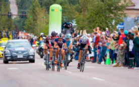 Figure 20: Photo: Bicyclists competing in a race on a street closed for the event.