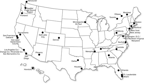 HOV freeway projects in 31 metropolitan areas in North America