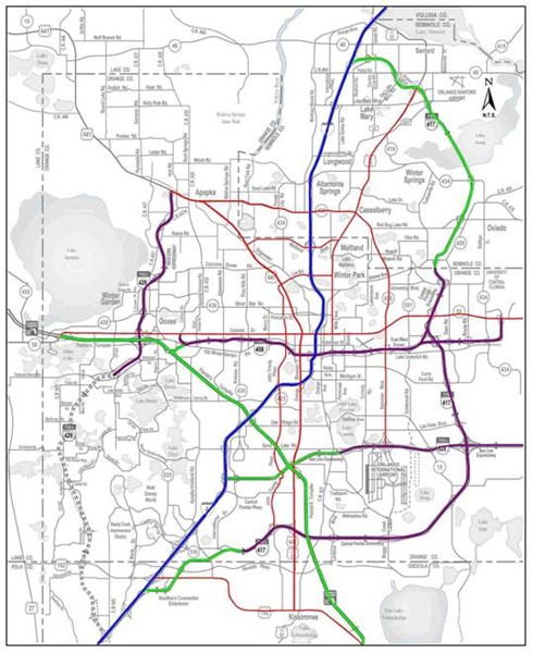 Map of the Orlando Metropolitan road system.