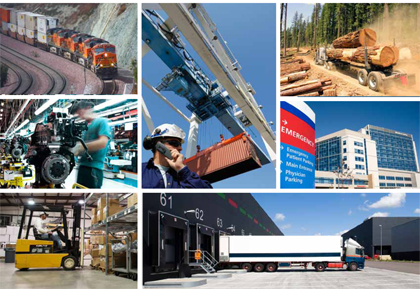 Photos depicting transportation industry infrastructure and service activities on the cover in thumbnail size are shown in the lower half of the page in larger size.