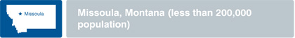 Outline of Montana State map: Missoula, Montana (less than 200,000 population)