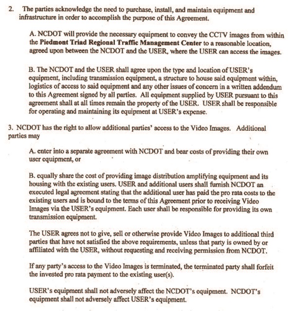 Image shows NCDOT media agreement.