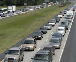 Photograph of bumper-to-bumper traffic on Interstate 26 in South Carolina
