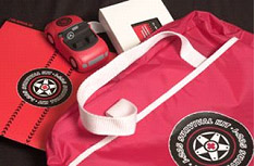 Photo of a tote bag containing the components of the IDOT I-235 Business Survival Kit