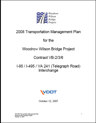 Cover of 2008 Transportation Management Plan for the Woodrow Wilson Bridge Project