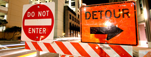 Do not enter and detour signs