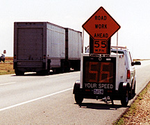 Speed Display Trailer on the shoulder of a highway