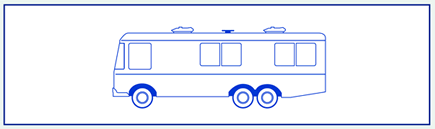 Line drawing of side view of recreational vehicle