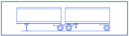 Line drawing of side view of B-train semitrailer-semitrailer combination