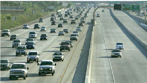 Photo of the I-15 express lanes in California.