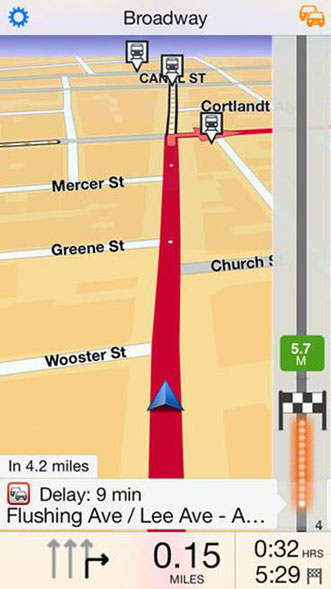 TomTom app depicting its navigation routing feature