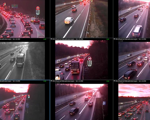 Screenshots of camera monitor screens show the dynamic shoulder lane being monitored.