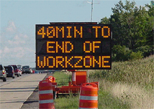 Dynamic message sign in work zone