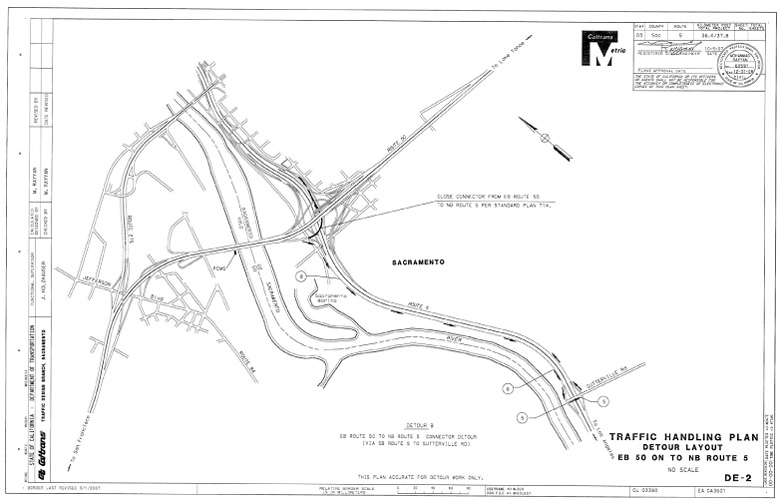 DE-2 Traffic Handling Plan, Detour Layout, EB 50 on to NB Route 5