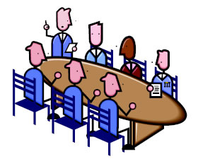 Cartoon of board meeting.