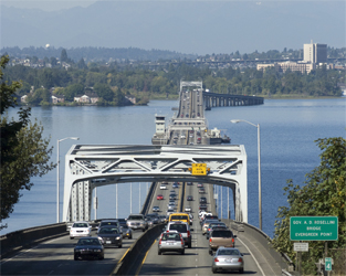 Cover graphic shows a view of the Governor A. D. Rosellini Bridge, Evergreen Point, with traffic in both directions.