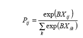 equation for the conditional logit model for the probability that individual chooses alternative