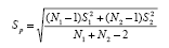 equation: calculation for "pooled" standard deviation
associated with the null hypothesis