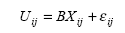 equation to define the utility for the individual choosing alternative