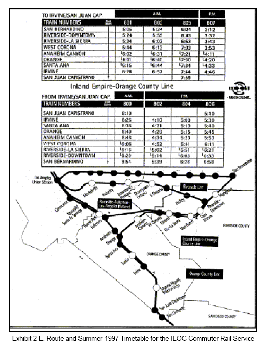 Route and Summer 1997 Timetable for the IEOC Commuter Rail Service