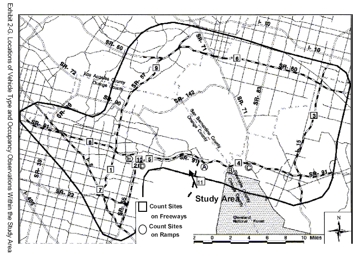 Locations of Vehicle Type and Occupancy Observations Within the Study Area