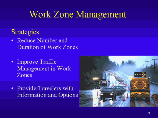 Work Zone Management - Strategies. Click or select for text version.