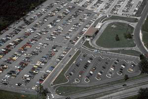 aerial view of parking area