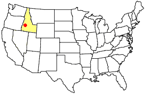 Map of USA showing where Ada County Idaho is located.
