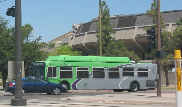 Figure 15. Image of a florescent green detailed bus on the street.