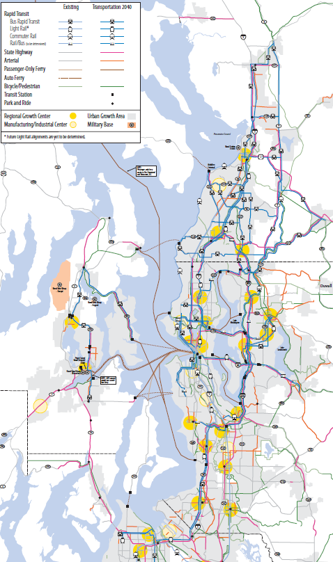 Puget Sound Metropolitan Transportation System Map - Transportation 2040