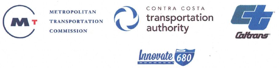 Logos for Metropolitan Transportation Commission, Contra Costa Transportation Authority, Caltrans, and Innovate 680.