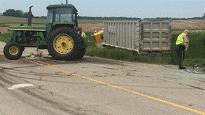 Scene of farm tractor accident.