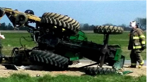 Tipped over tractor.