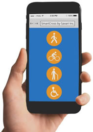 Figure 13 - SmartCross Application Interface.  Image of smartphone app displayed being held by a user.