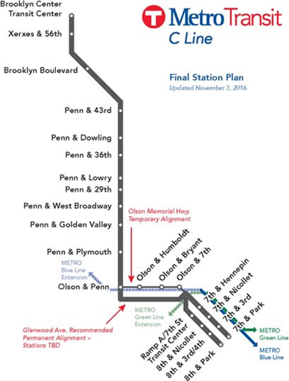 Map of Metro Transit C Line