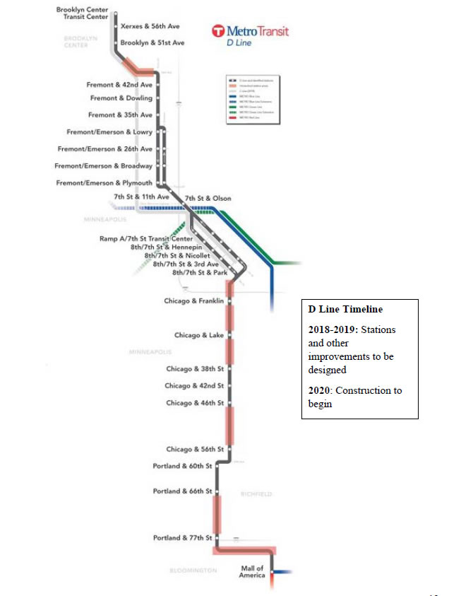 Map of Metro Transit D Line