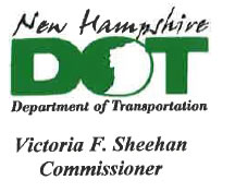 New Hampshire Department of Transportation Logo and words: Victoria F. Sheehan Commissioner