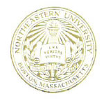 Image is of the log of Northeastern University.  It is in gold trim.