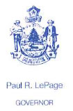 The State of Maine Logo with the following words underneath the image: Paul R. Leage Governor