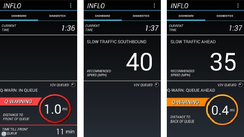 Sample screen shots of speed information and warnings.