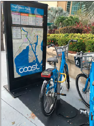 Coast Bike Share station showing two bikes.