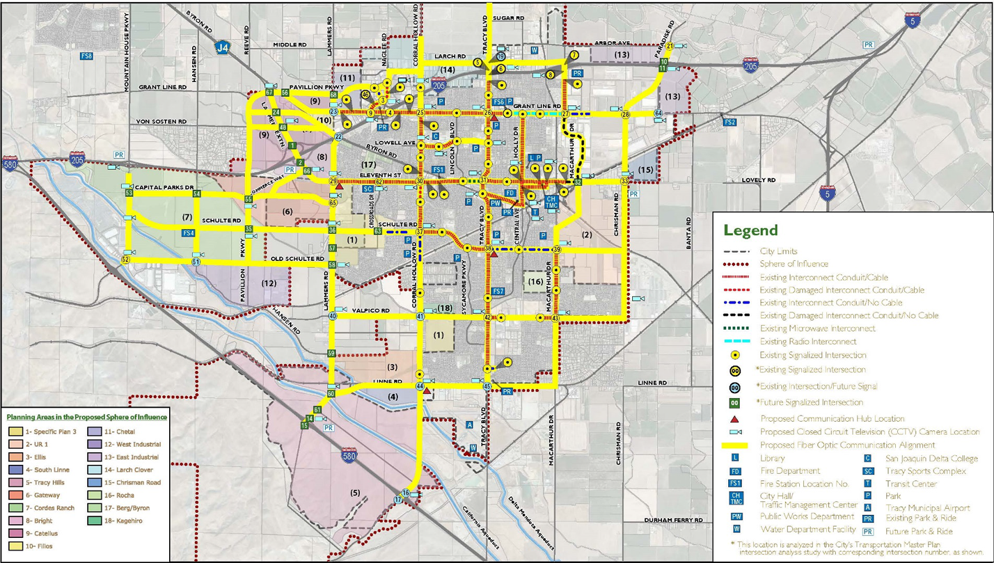 Figure 3: City of Tracy ITS Master Plan Horizon Year Infrastructure
