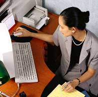 woman working at a computer