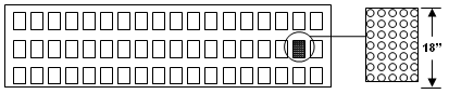 portion of a character matrix message sign, showing three rows of vertical rectangular matrices composed of pixels; each matrix is shown as 18 inches high