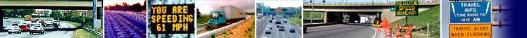 Photos of cars on freeway, speeding sign