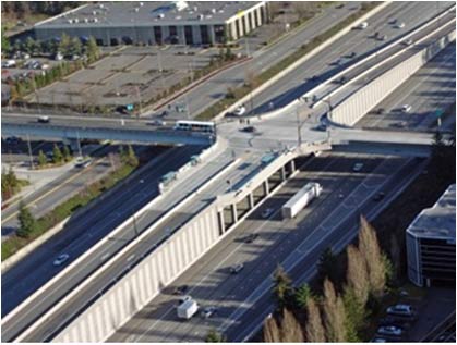 figure 13 - photo - Photograph showing direct access ramp to concurrent HOV lanes in Seattle, WA