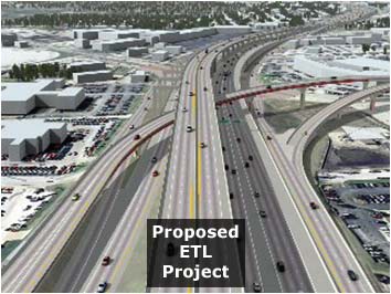 figure 21 - rendering - Graphic depicting express toll lanes on SH 183/I-820 for Fort Worth TX
