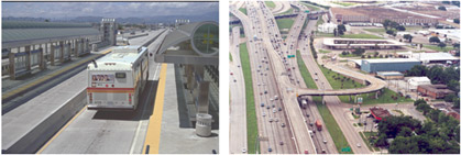 figure 48 - photos - Two photographs of on-line and off-line transit stations