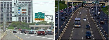 figure 57 - photos - Two photographs showing I-394 MnPass Lanes